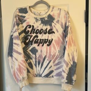Tie-Dye 'Choose Happy' Sweater